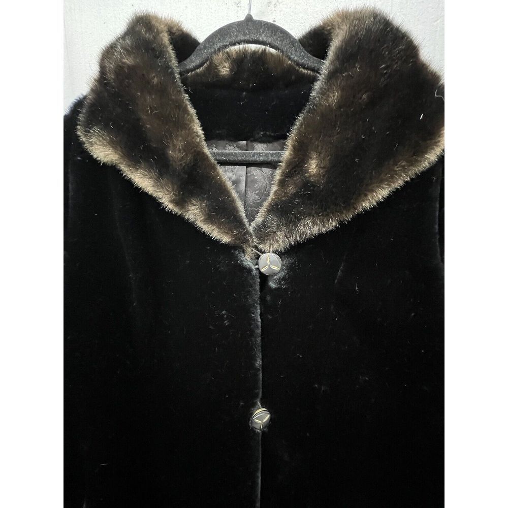 Vintage Sealane By Hillmoor Coat Women L Black Brown Lined Button Winter Jacket